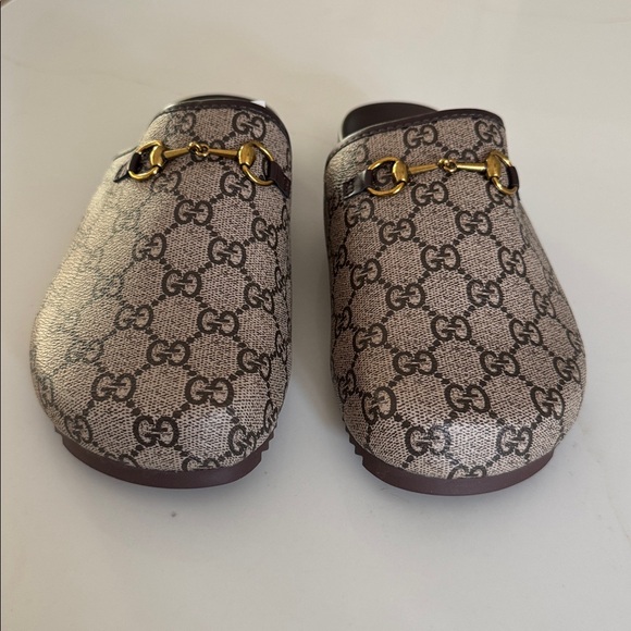 Beige and Brown Slip-On Mules with Gold Detail - Picture 4 of 5